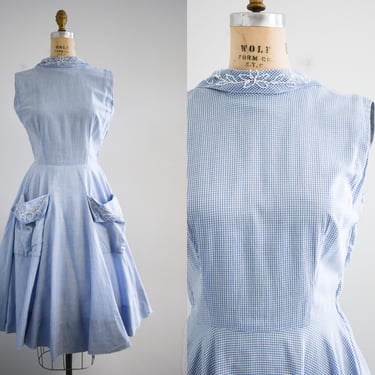 1950s Jonathan Logan Blue Gingham Dress 