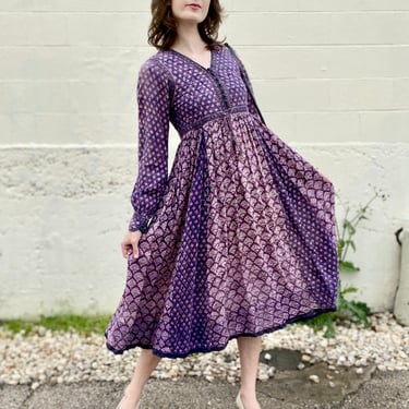 Plum Quilted Indian Cotton Dress