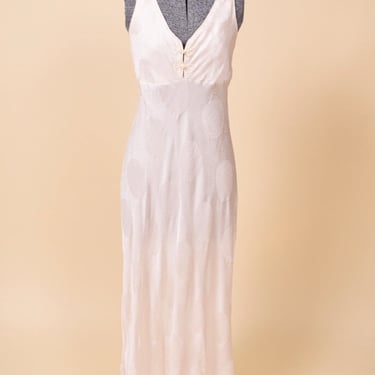 White Bias Cut Silk Dress with Frog Closures By Out of the Blue, S/M