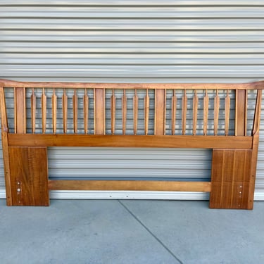 1960s Mid Century Walnut Brutalist King Headboard by Thomasville 