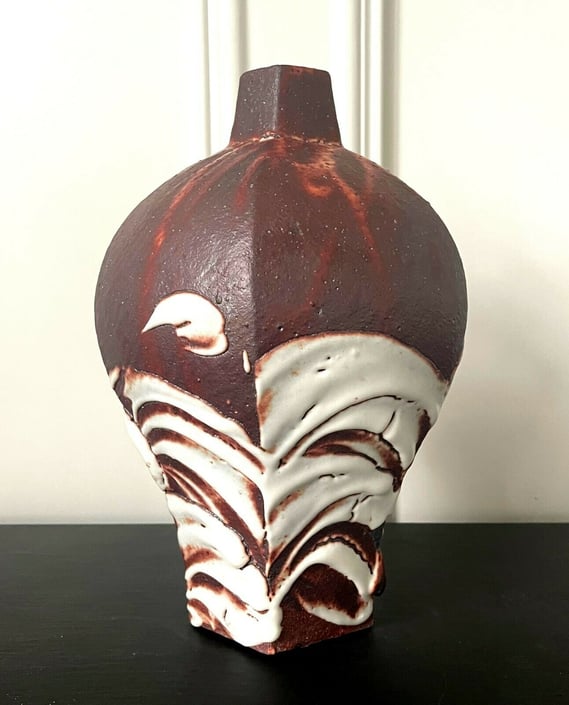 Japanese Studio Ceramic Vase by Ken Matsuzaki with Original Tomobako