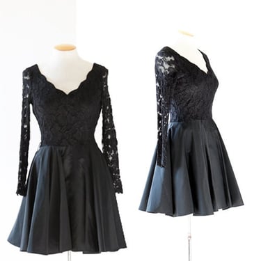 Vintage 80s 90s black lace mini dress 