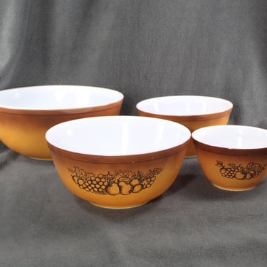 RARE! Vintage Orchard Pyrex Mixing Bowls 401, 402, 403, & 404 | Orange and Brown Ombre Bowls | Bixley Shop 