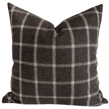 Deeply Brown Wool Plaid Pillow Cover