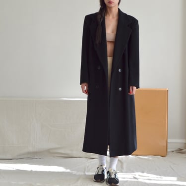 simple 90s black wool overcoat 