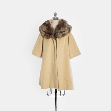 Lilli Ann Paris coat | Vintage 50s Lilli Ann fox fur mohair swing coat 