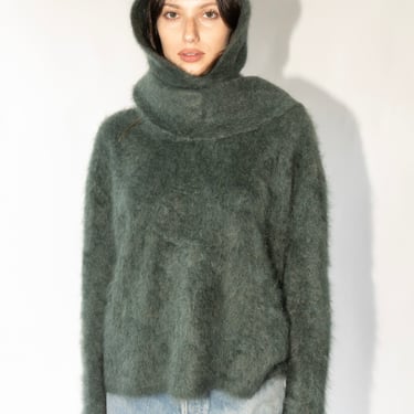 Cashmere Rina Brushed Hooded Scarf in Olive