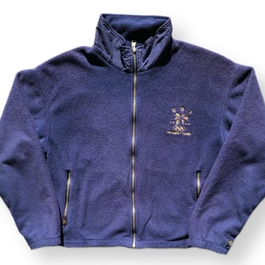 Vintage 1998 USA Olympic Team Double Sided Embroidered Full Zip Fleece Sweatshirt Jacket Size Medium/Large 
