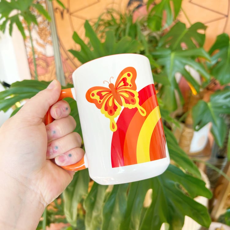 Coffee Mug Rainbows &amp; Butterflies