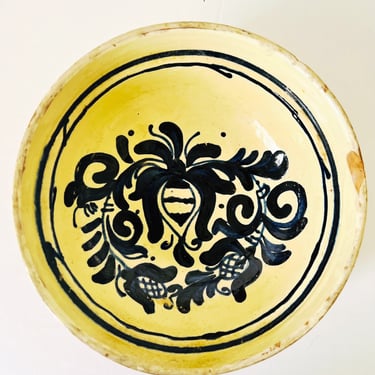 Vintage Czech Folk Art Pottery Bowl IlI