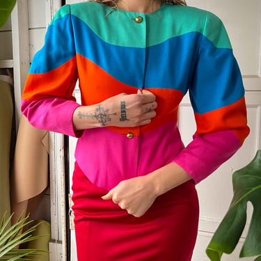 90s Cropped Rainbow Blazer | S-M