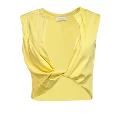 Lapointe - Light Yellow Satin Twist-Front Cropped Top Sz 8