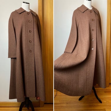 IB Jorgensen Vintage wool long A- line  swing coat~ voluminous draping Women’s overcoat Chic minimalist boho show stopper /LG (As-is) 