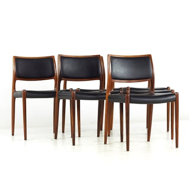 Niels Moller Model 80 Mid Century Rosewood Dining Chairs – Set of 6 - mcm 