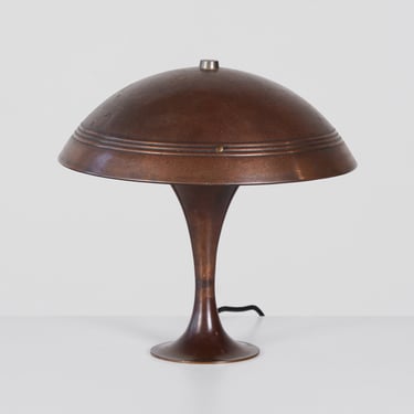 Art Deco Copper Dome Shade Table Lamp 
