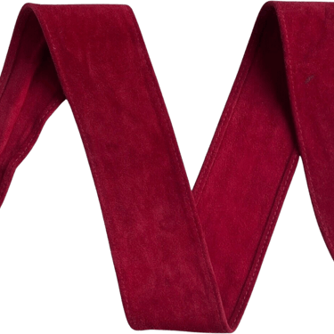 Vintage Women's Solid Red Leather Suede Removable Wide Waist Sash Belt