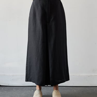 Cordera Skirt Linen Pants, Black