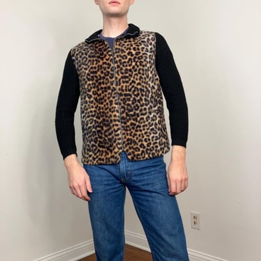 60s Faux leopard zip-up cardigan/jacket 