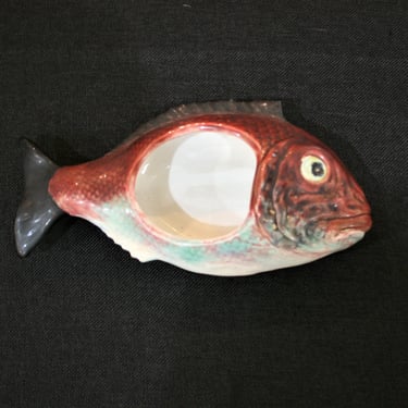 Majolica - Portuguese - Fish Tureen - Bordallo Pinheiro -Hand Painted-  Mid Century 1950s 