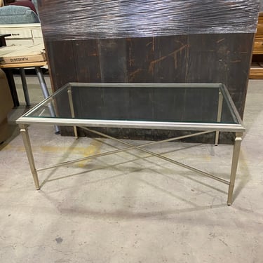 Glass and Metal Coffee Table with Silver Leaf Finish