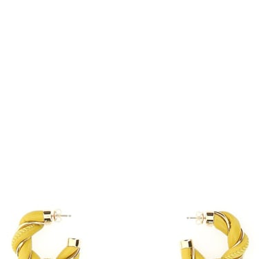 BOTTEGA VENETA Yellow Nappa Leather And 925 Silver Twist Earrings