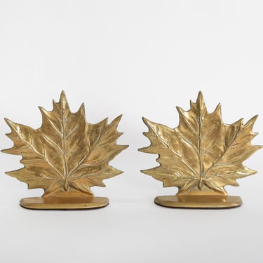 Vintage solid brass maple leaf Bookends 