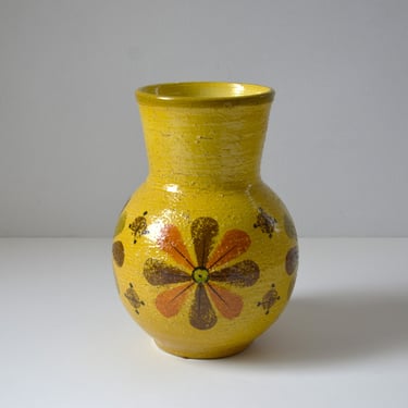 Mid-Century Italian 10" Vase with Floral Design by Bitossi for Rosenthal Netter 