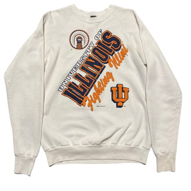 (XL) Vintage White University of Illinois Crewneck 070822 RK