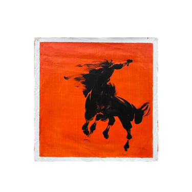 Oil Paint Canvas Art Black Artistic Racing Horse Wall Decor Painting ws3420E 
