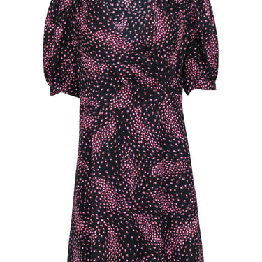 Kate Spade - Black w/ Pink, Orange, &amp; Purple Print Wrap Dress Sz 6
