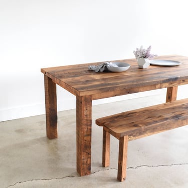 Farmhouse Kitchen Table / Reclaimed Wood Plank Dining Table 