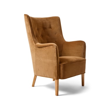Brown Velvet Lounge Chair
