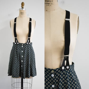 1990s Mini Skirt with Suspenders 
