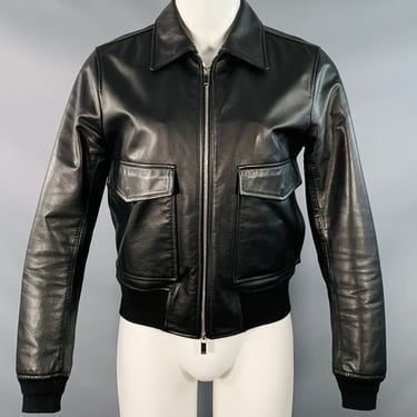 DIOR HOMME Size M Black Leather Two Pockets Bomber Jacket