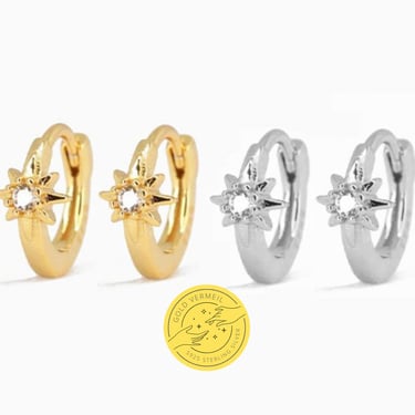 E129 18k gold tiny huggie earrings, diamond hoops, minimalist earrings, gold hoops, dainty earrings, silver earrings, small huggie, gift for 