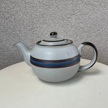 Vintage Modern Otagiri Horizon pottery teapot grey blue brown Made in Japan 