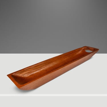 Mid-Century Organic Modern Elongated Serving Tray / Catch-All Hand-Carved from Solid Teak, c. 1970s 