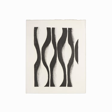 Abstract Lithograph on Paper Black & White Print 