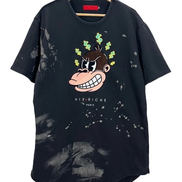 Vie Riche Paris Embroidered Monkey $$ Distressed Crewneck Shirt Men’s XXL