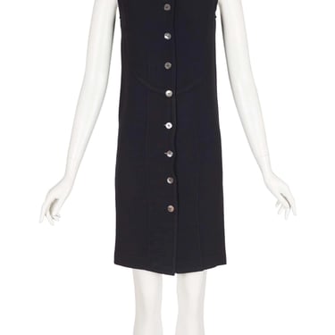 Gucci by Tom Ford 1990s Vintage Black Rayon Crepe Button-Up Dress 