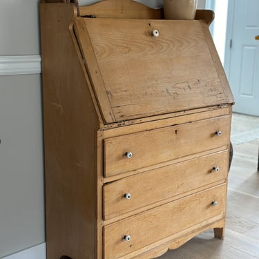 Antique English Pine Secretary Desk 