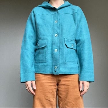 Peruvian Alpaca Wool Women’s Cobalt Blue Hoodie Zip Sweater Jacket Size M 