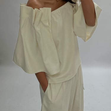 Na Nin Talu Silk Canvas Top / Available in Cream and Black