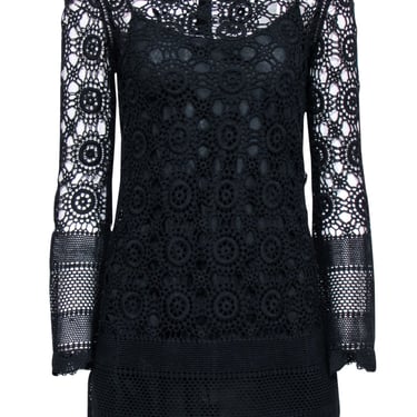 LoveShackFancy - Black Crochet Knit Lace Mini Dress Sz S