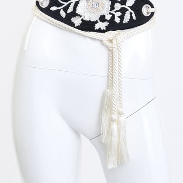 Silk Floral Beaded Tassel Belt