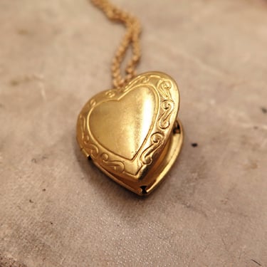 Personalized Gift for Her, Gold Heart Locket, Art Nouveau Locket Necklace, Tiny Heart Locket, Photo Locket, Keepsake Jewelry 
