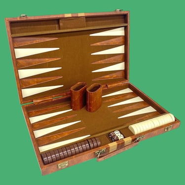 Vintage Backgammon Game Retro 1970s Mid Century Modern + Vinyl Briefcase + COMPLETE + Dice Game + Two Player + Retro Game Night + Travel Set 