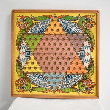 1930s Straits Mfg. Chinese Checkers/Rummy Game Board 