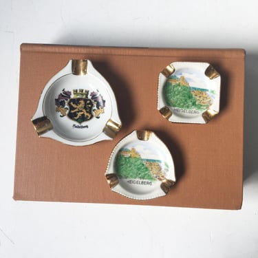 Heidelberg souvenir ashtrays - 3 vintage trinket dishes 