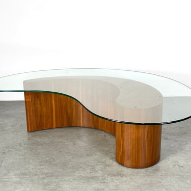 Vintage Walnut and Glass Apostrophe Comma Table by Vladimir Kagan for Selig 1960s Mid Century Modern 